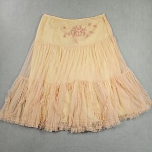 Nolita Ruffled Tulle Skirt Womens XL Peach Coquette Fairy Whimsical Romantic